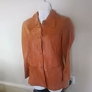 TAKE A EXTRA 50% OFF VINTAGE Tan Leather Jacket